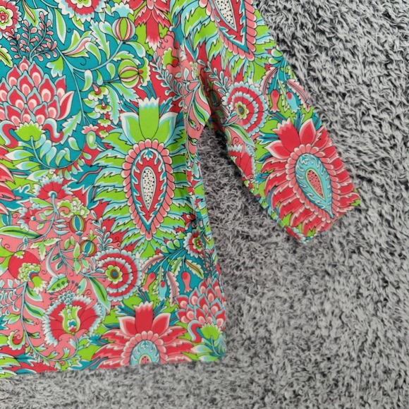 Talbots Womens XL Paisley Floral 3/4 Sleeve Boat Neck Floral Cotton Modal Top - Picture 10 of 16